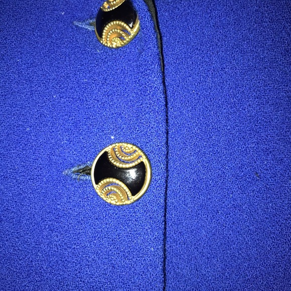 Elegant Royal Blue blazer with Black velvet trim - Picture 5 of 5